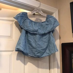 Charlotte Russe blue cotton off-the-shoulder top
